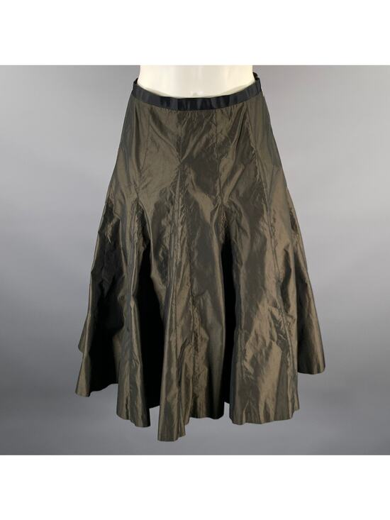 Lanvin Dresses & Skirts - LANVIN Size L Green Olive Polyester A-Line Mid-Calf Skirt